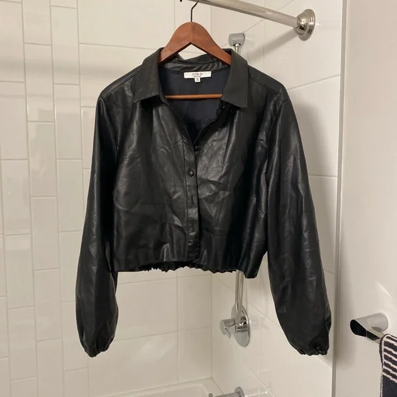 Cleo Black Leather Cropped Jacket - Picture 1 of 3